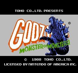 Godzilla title screen for NES